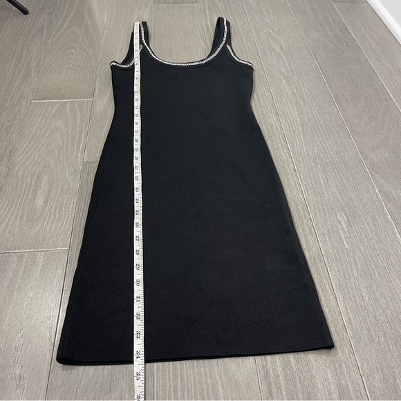 Good American Chain detailed knit tank mini dress black 2 M Ribbed Stretch Goth - Picture 15 of 16